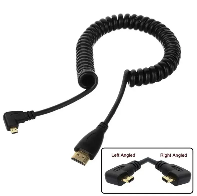 Прямой и левый и правый угловой мини-микро-HDMI-совместимый эластичный пружинный кабель HDTV для камеры сотового телефона XOOM TF201