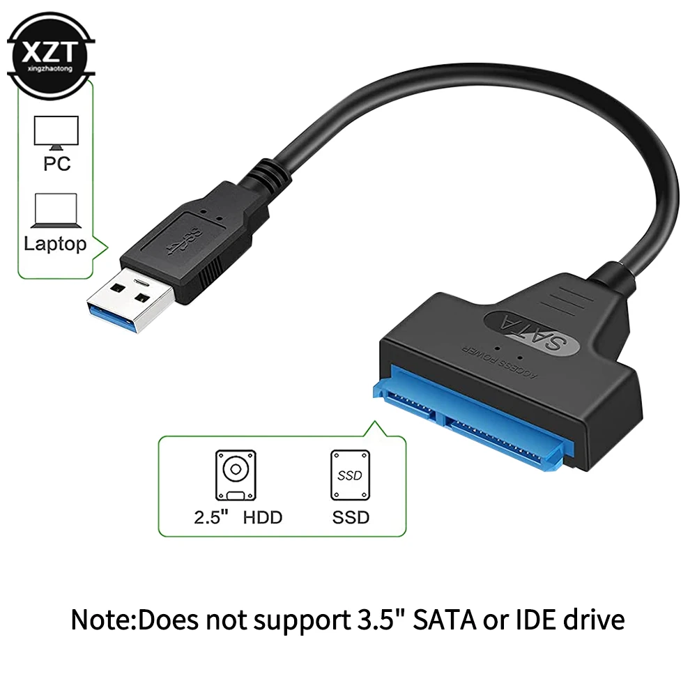200 мм 22 Pin SATA III кабель для 2,5-дюймового жесткого диска HDD SSD USB адаптер 2,5 5 Гбит/с высокоскоростные для MacBook ПК Компьютерные аксессуары