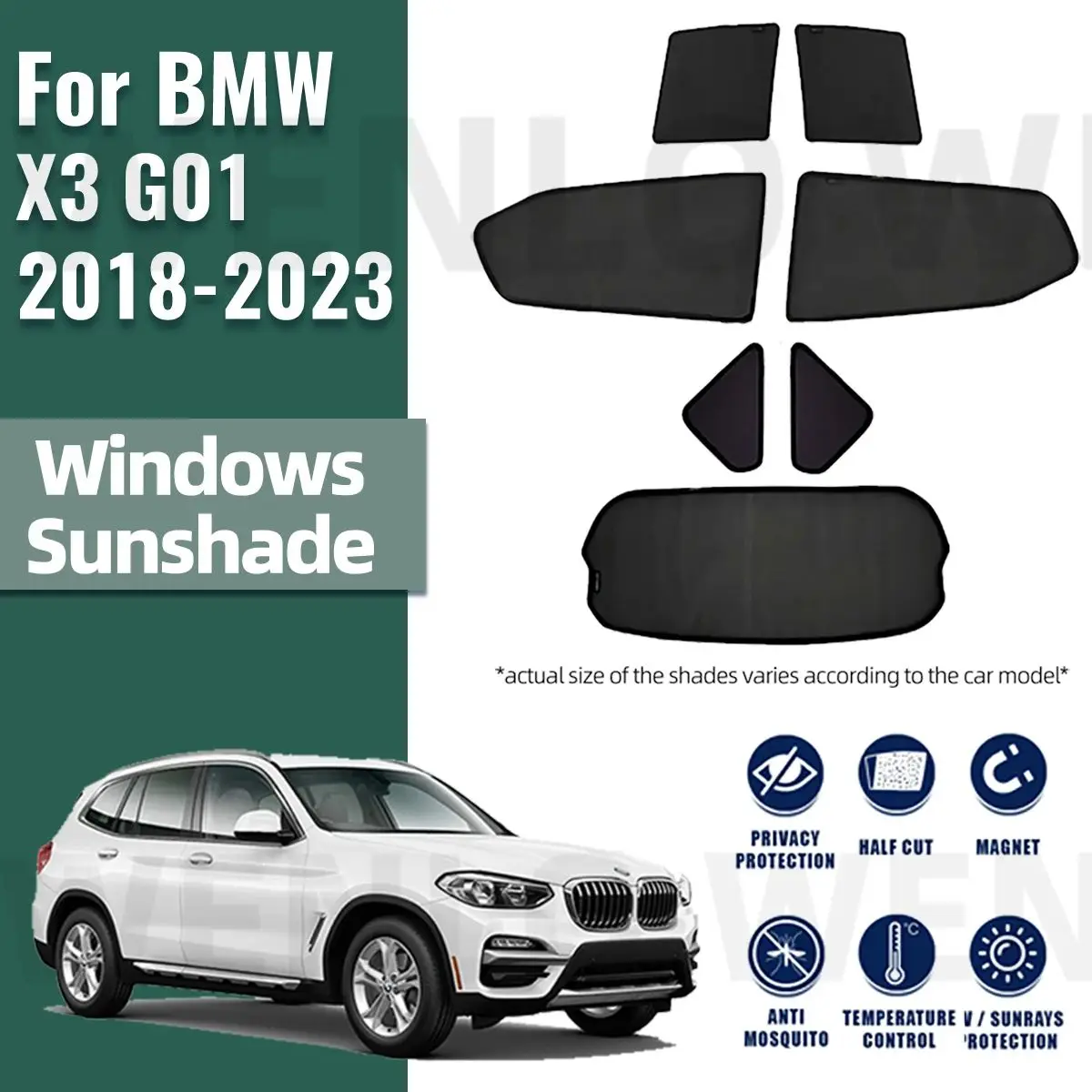 Для BMW X3 G01 2018-2023 2024 автомобильный солнцезащитный козырек, передняя лобовое стекло, рамка, занавеска на заднее боковое окно, солнцезащитные козырек