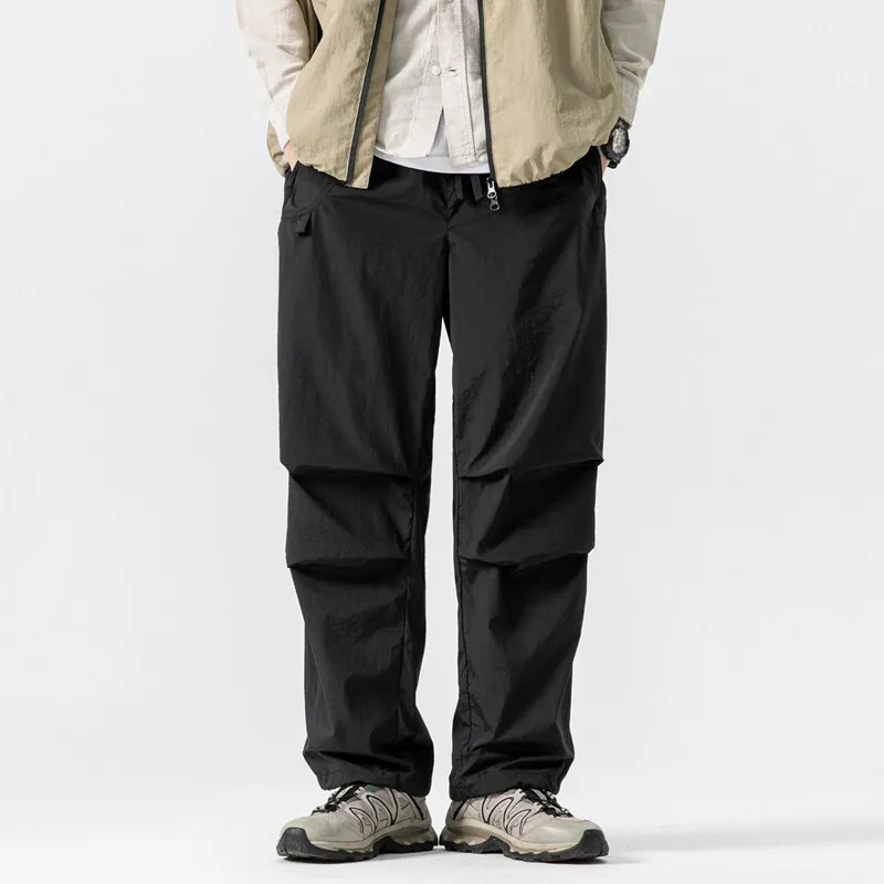 Фото Легкие брюки Techwear со съемными 3D карманами, мужская уличная одежда, модные свободные повседневные спортивные брюки-карго, комбинезоны, брюки №5