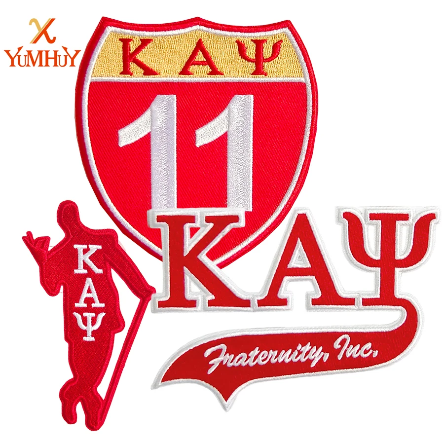 Красный Kappa Alpha Psi Традиционный дизайн с фигуркой персонала Текст Утюг на заплатке Щит для одежды Пеналы Модные товары