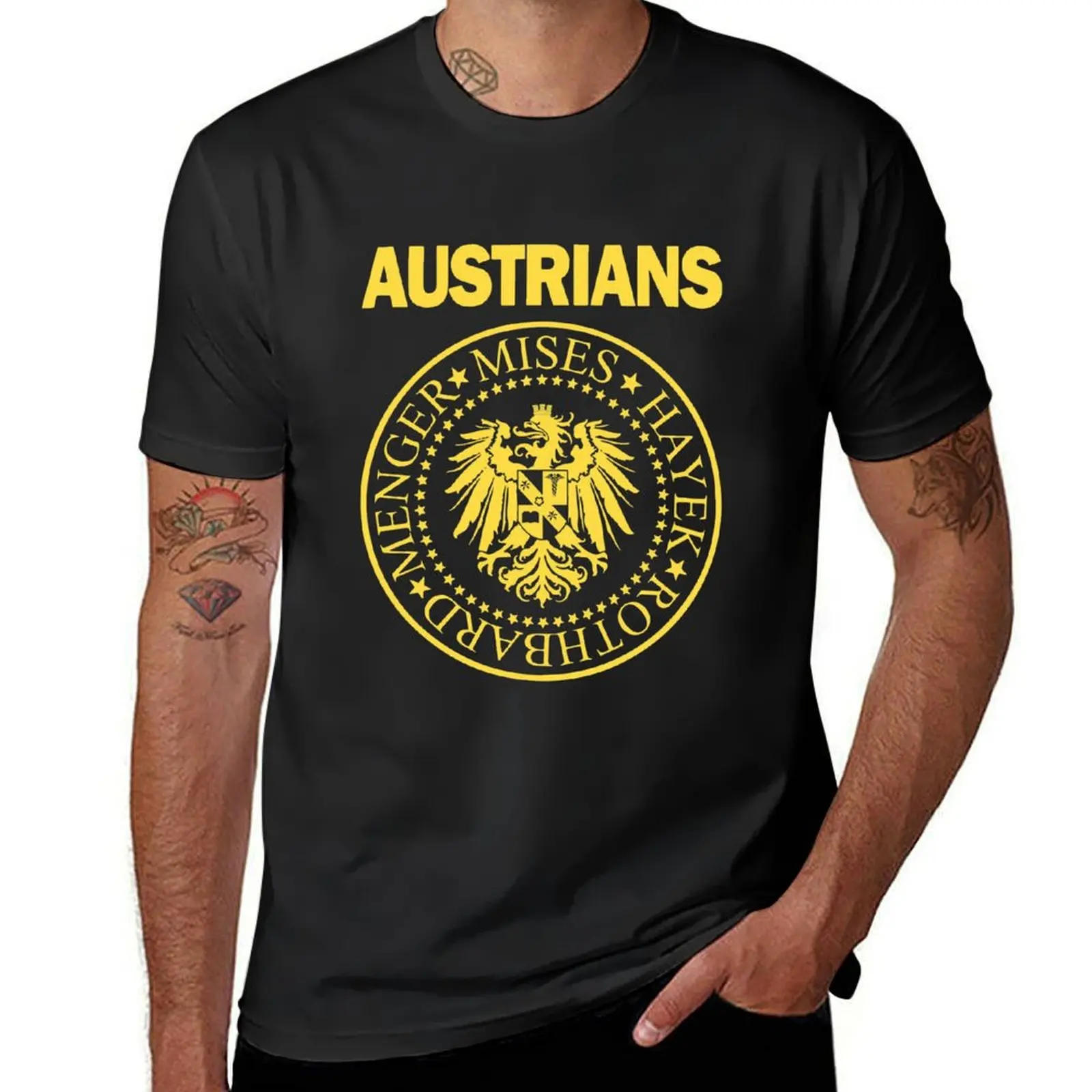 Футболка с надписью «Austrians-mis», «Hayek», «Мстители и Ротбард», «Школа экономик», желтая футболка, милые футболки на заказ для мужчин