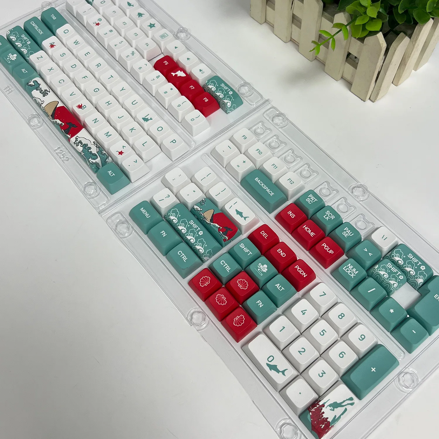 Фото Колпачки для клавиш XDA/OEM PBT в корейском/русском/английском/арабском стиле, колпачки для клавиш Sub Coral Sea для механической клавиатуры с переключателем ISO Mx №5