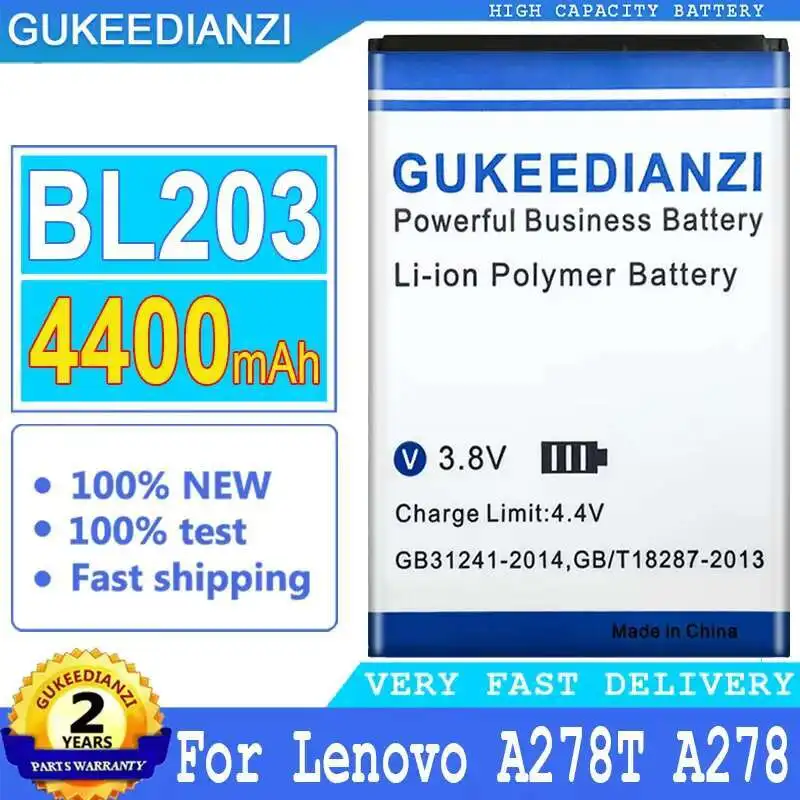 Аккумулятор мобильного телефона BL203 4400 мАч для Lenovo A278T A278 A365E A308T A369 A66 A318T A385E A309