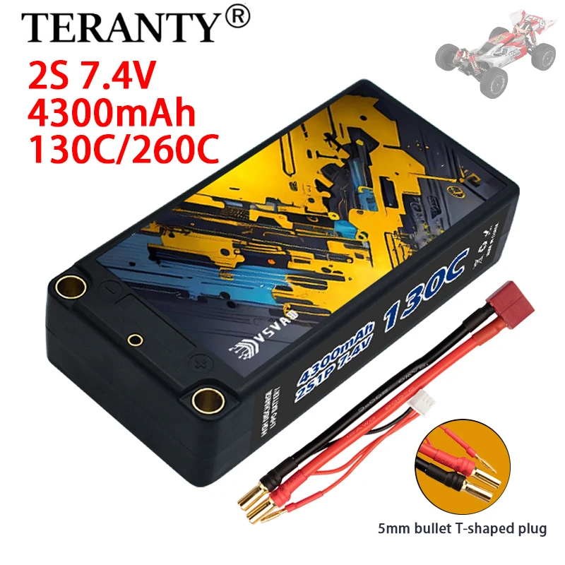 Upgradedl TERANTY 7,4 В 2S 4300 мАч 130C/260C HV Lipo аккумулятор, совместимый с 1/10 пультом дистанционного управления, гоночная радиоуправляемая модель танка, аккумулятор