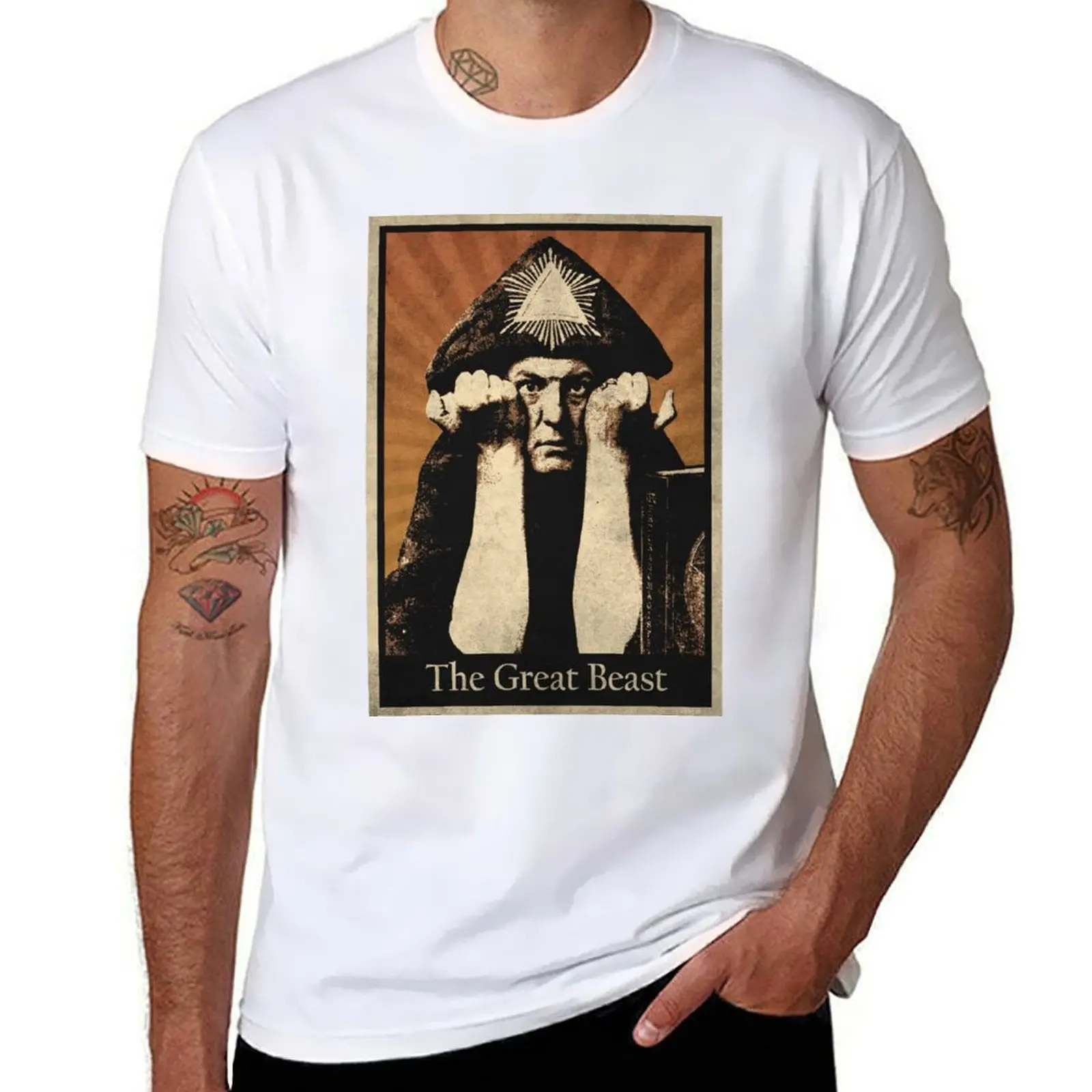 Футболка Aleister Crowley The Great Beast, футболки для мужчин, комплект хлопковых футболок для мужчин, облегающая футболка
