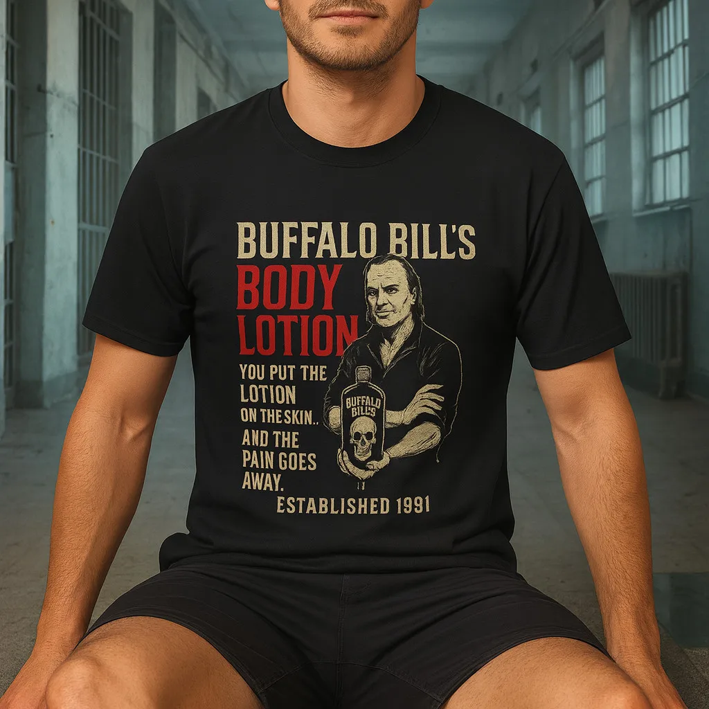 Футболка с лосьоном для тела Buffalo Bill's, футболка с пародией ужасов «Молчание ягнят», готическая