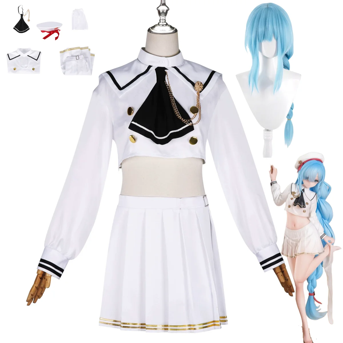 Аниме игра Azur Lane HMS Janus косплей костюм японский милый белый JK униформа юбка парик женщина сексуальный кавайный костюм моряка