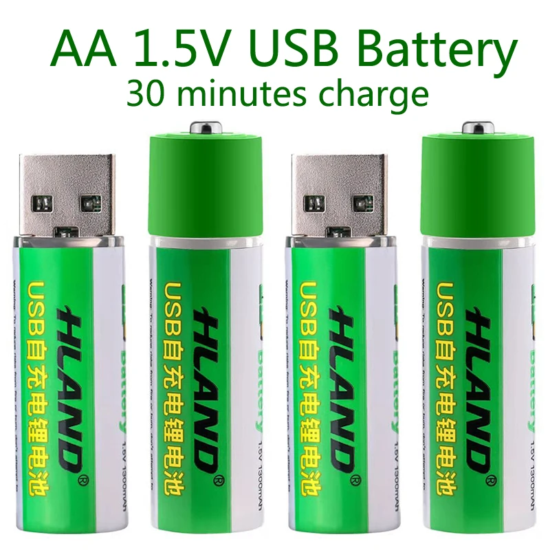 Литий-ионная аккумуляторная батарея большой емкости 1,5 в AA 1300 мАч USB для дистанционного управления беспроводной мышью