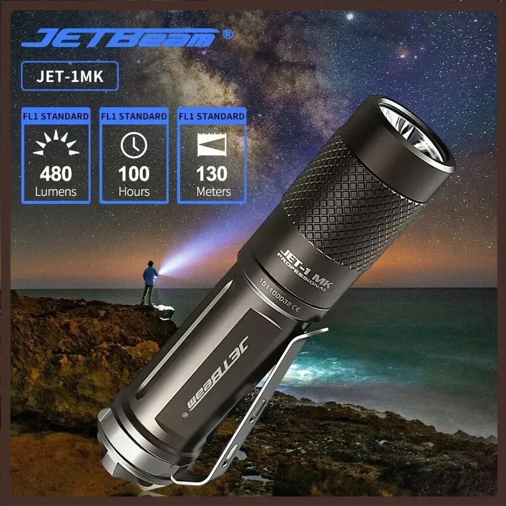 Фото JETBEAM дальность луча IPX8 водонепроницаемые светодиодные фонари высокой мощности для походов, фонарик JET-1MK 480LM EDC Lantern 130 №2