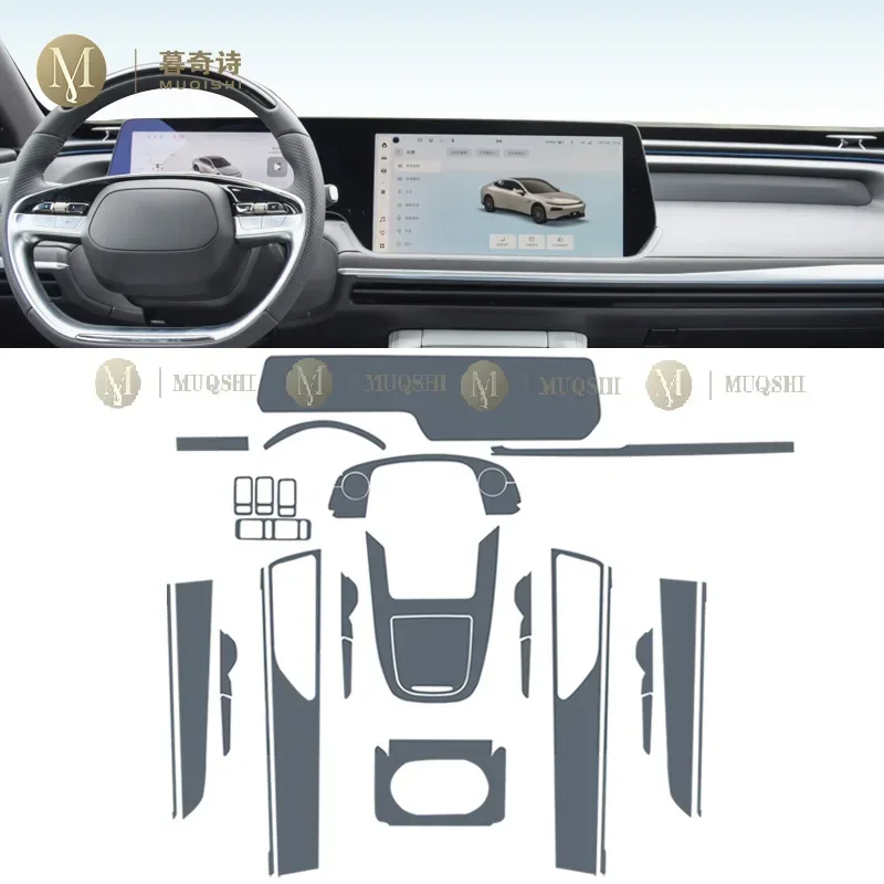 Фото Для Xpeng P7 2020-2023 салонная пленка для автомобиля, приборная панель, фортепианная доска, центральная консоль сдвига, защита от царапин, прозрачный ТПУ, PPF №2