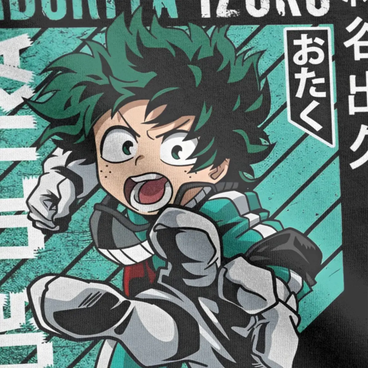 Фото Футболка с надписью «Моя геройская Академия Deku» для мужчин и женщин, топы из чистого хлопка с японским аниме, хипстерская футболка с коротким рукавом и круглым вырезом, футболки 4XL 5XL №3