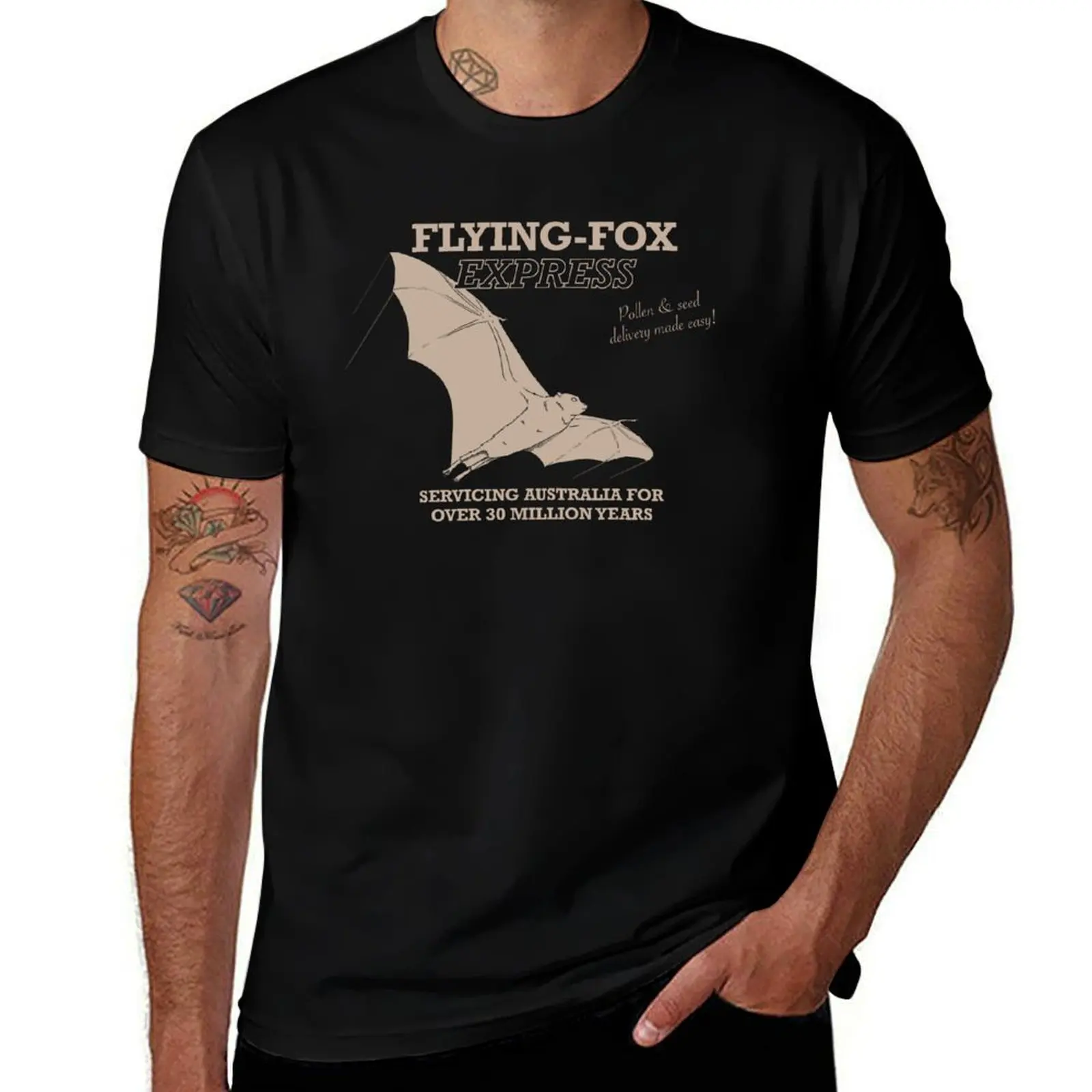 Flying-Fox Express - кремовая футболка без границ, винтажная винтажная одежда больших размеров, топы больших размеров, футболки для мужчин с графикой