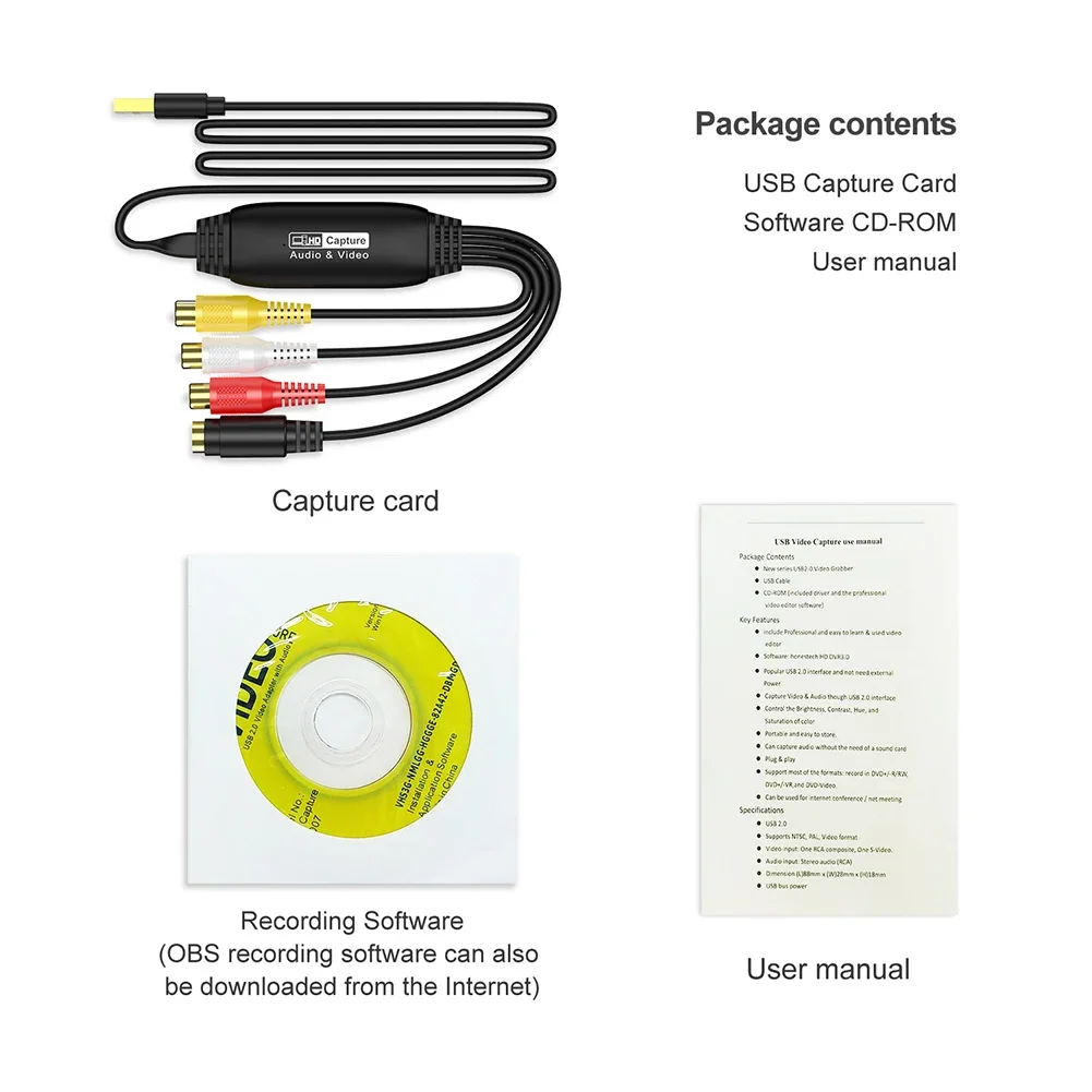 Фото USB-карта видеозахвата VHS TV DVD VCR Карта адаптера захвата аудио RCA в USB-видеоконвертер для Mac PC №5