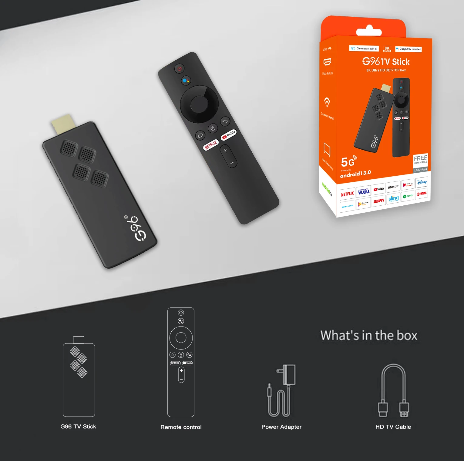 Android13 Smart TV Stick Netflix IATV 4K HDR10+ Google Assistant Dual 2.4G5GWIFI YouTube MultilAlage Streaming Media Player Q2 (art.: 3920c8c47b5f9) - 3920c8c47b5f9