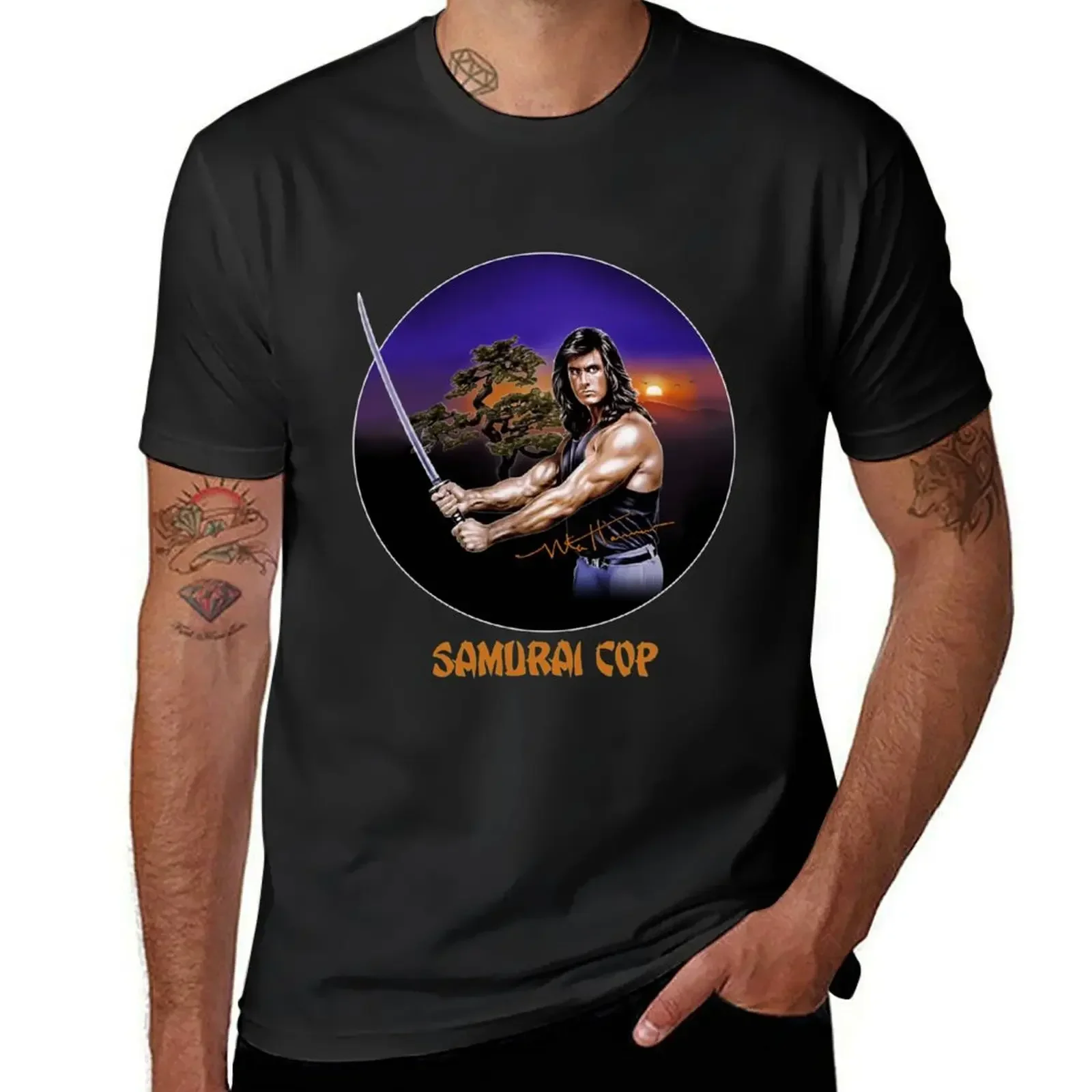 Футболка Samurai Cop 80s с рисунком BMovie, винтажная Спортивная футболка для фанатов, тяжелые футболки для мужчин