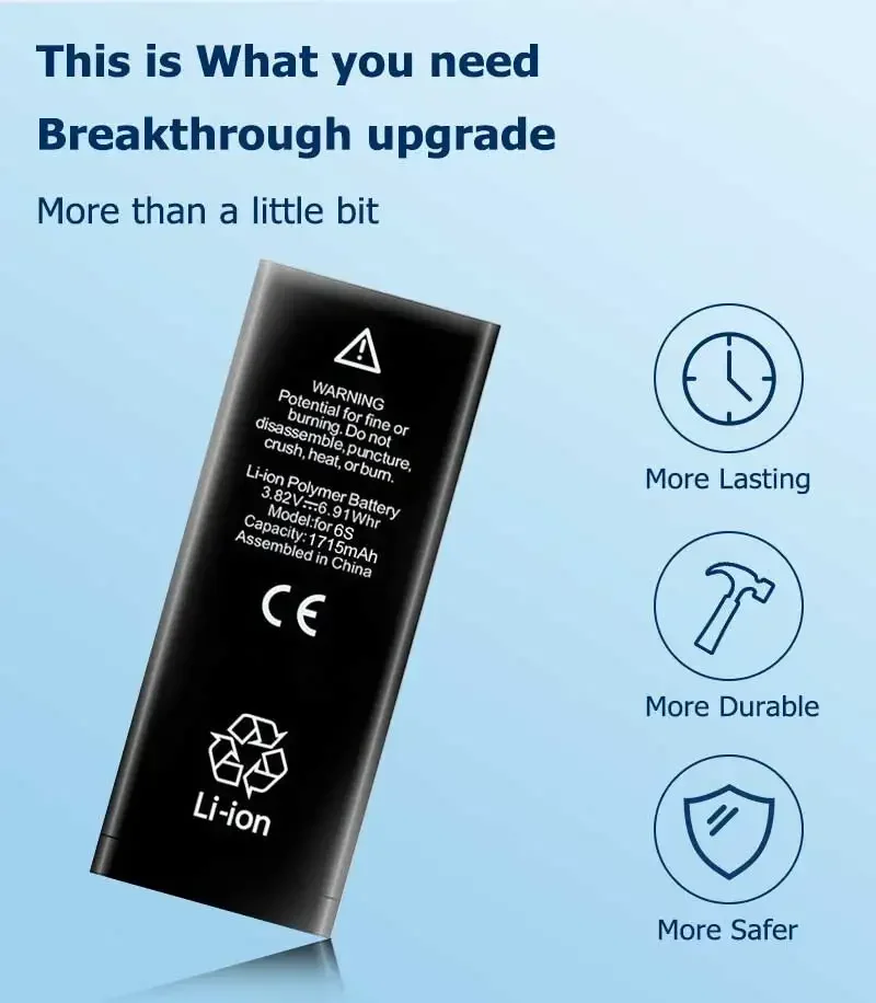 Фото Аккумулятор для телефона большой емкости для Apple 6 S 7 8 + 10 Plus X Xr Xs 11 12 13 14 Pro Max, сменная батарея для iphone 7, аккумуляторы №3