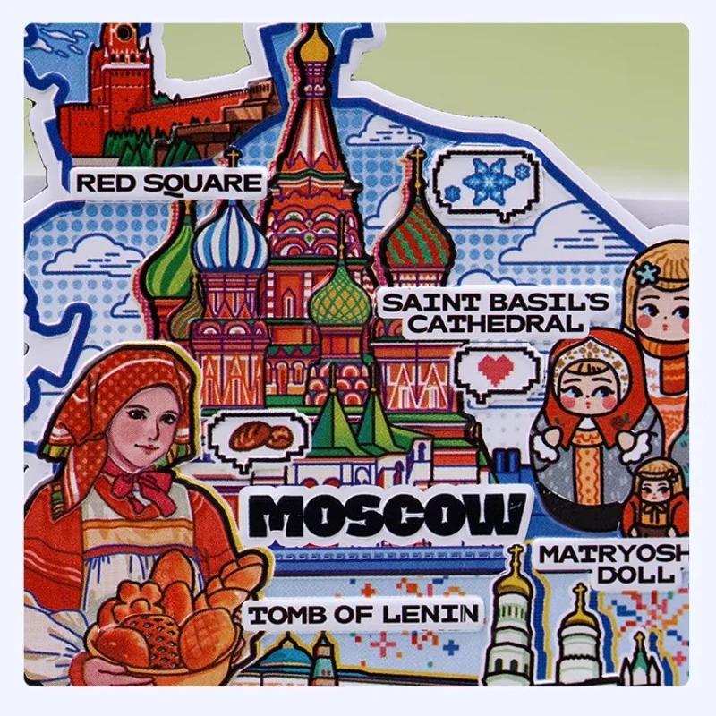 Фото Москва Магниты на холодильник Красный Квадрат Кремль Св. Собор Василий, русский дорожный сувенир, наклейки на холодильник, магнитный подарок 2025л. №3