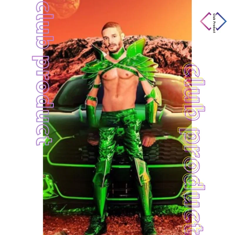 Green Mirror Armor Technology Gogo Laser Party Performance Костюм для мужчин с будущей фантазией