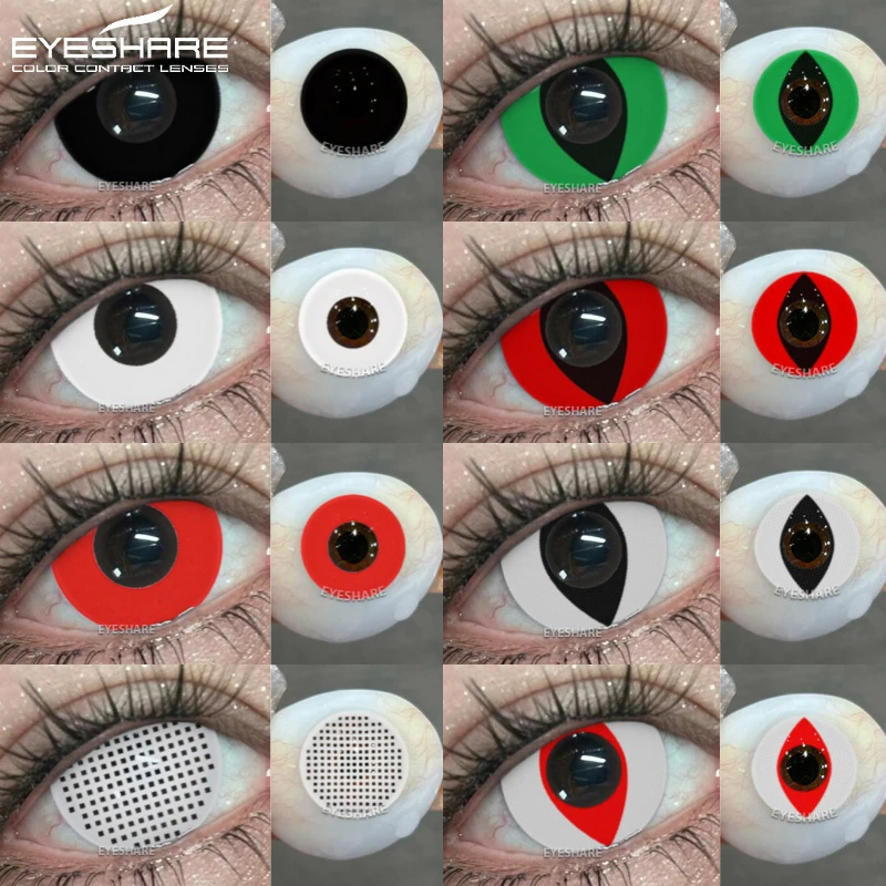 EYESHARE 2 шт. цветные контактные линзы для глаз аниме косплей линзы белые разноцветные линзы красные контактные линзы черные линзы ежегодные