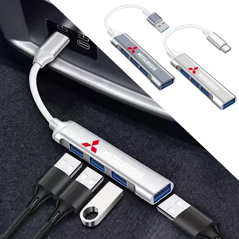 4-портовый концентратор USB 3.0, высокоскоростной разветвитель типа c для Mitsubishi Logo ASX Outlander Lancer Pajero Eclipse Galant Mirage
