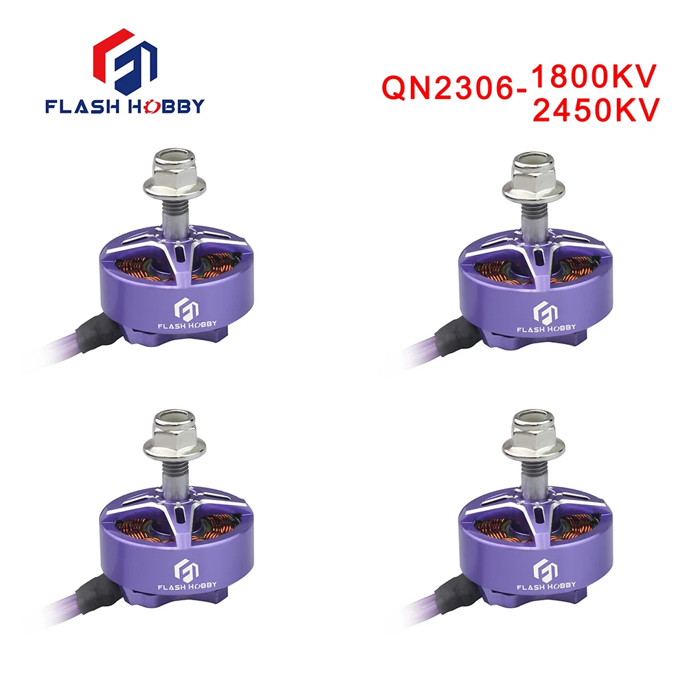 Бесщеточный двигатель Flash Hobby QN2306 1800 кв 2450 кв CW 3-6S для FPV гоночного радиоуправляемого дрона