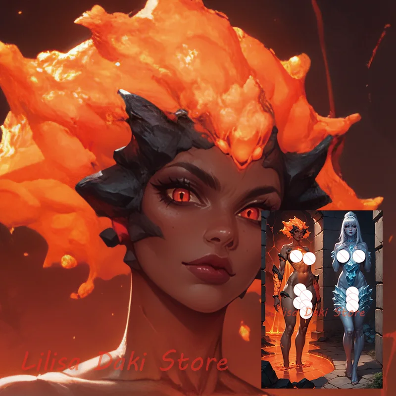 Dakimakura Fire And Ice Golem Futa аниме наволочка для тела двусторонний принт наволочка в натуральную величину подарки