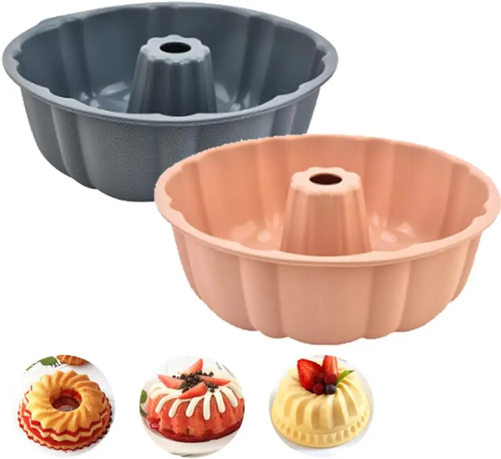 Фото Силиконовые формы для торта Bundt, 10-дюймовые формы для торта Bundt с антипригарным покрытием, круглые формы для торта для выпечки, силиконовые формы для выпечки №3
