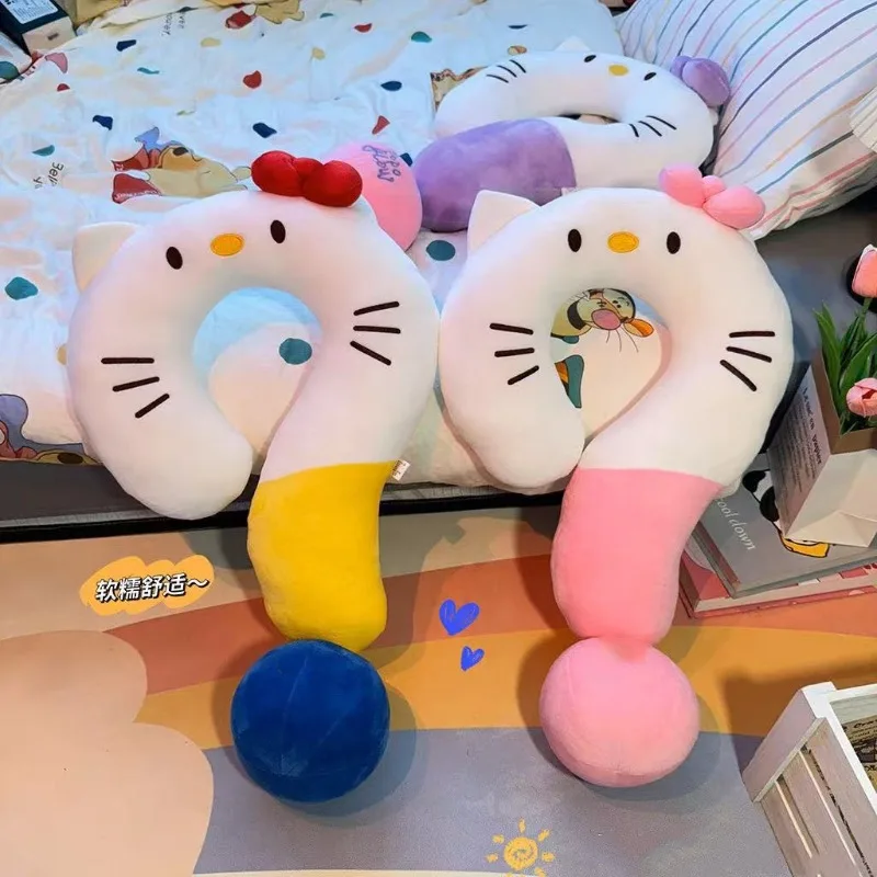 Японский мультфильм Sanrio Hello Kitty, повседневная U-образная плюшевая подушка, кавайная подушка для дивана, подушка для сна, детская плюшевая игрушка