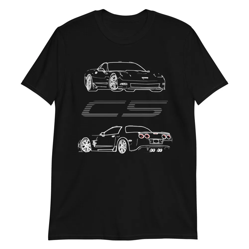 vette C5 Custom Outline Art Vette Подарочная футболка унисекс с короткими рукавами