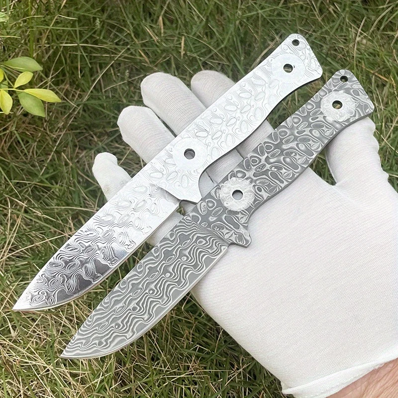 DIY полуфабрикатный нож из дамасской стали, пустой цельный нож с фиксированным лезвием, нож для кемпинга на открытом воздухе, заготовки, EDC, пустой нож с полосками Ручные инструменты