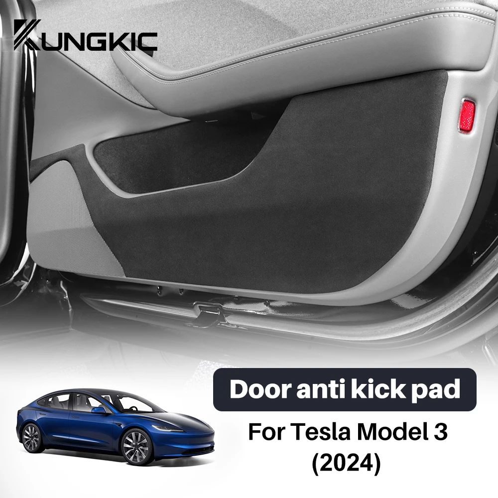 Для Tesla Model 3 Highland 2024 противоударный коврик, замшевая кожаная дверная наклейка, защищенная от почвы детская подкладка для защиты интерьера автомобиля