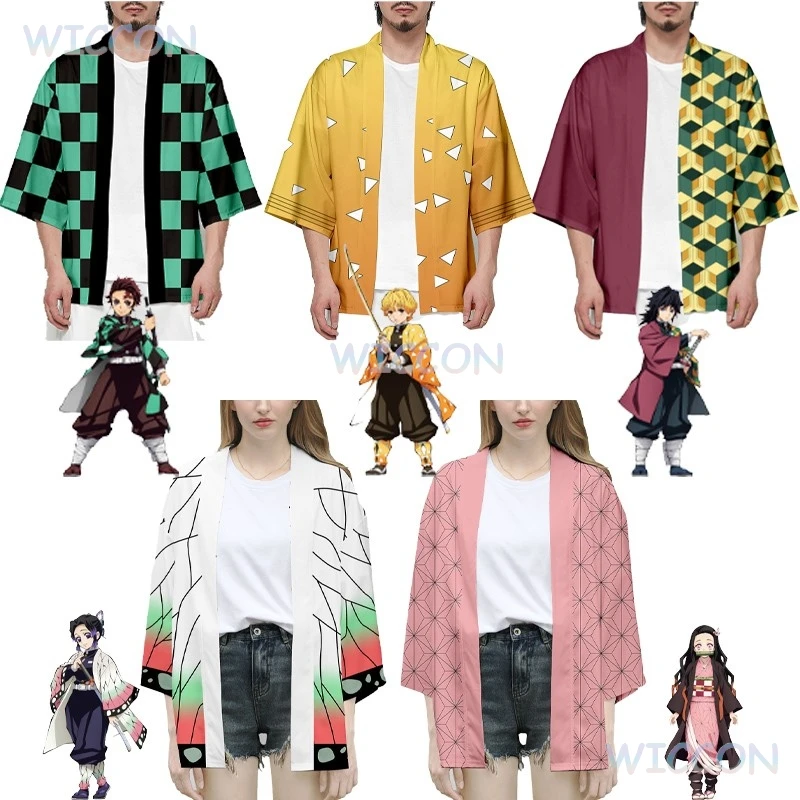 ‌ ‌ ‌ De Mon Sla Yimet su no Yai ba Haori Cloak Anime Convention Tanjiro Nezuko Косплей Костюм Набор для детей и взрослых ‌