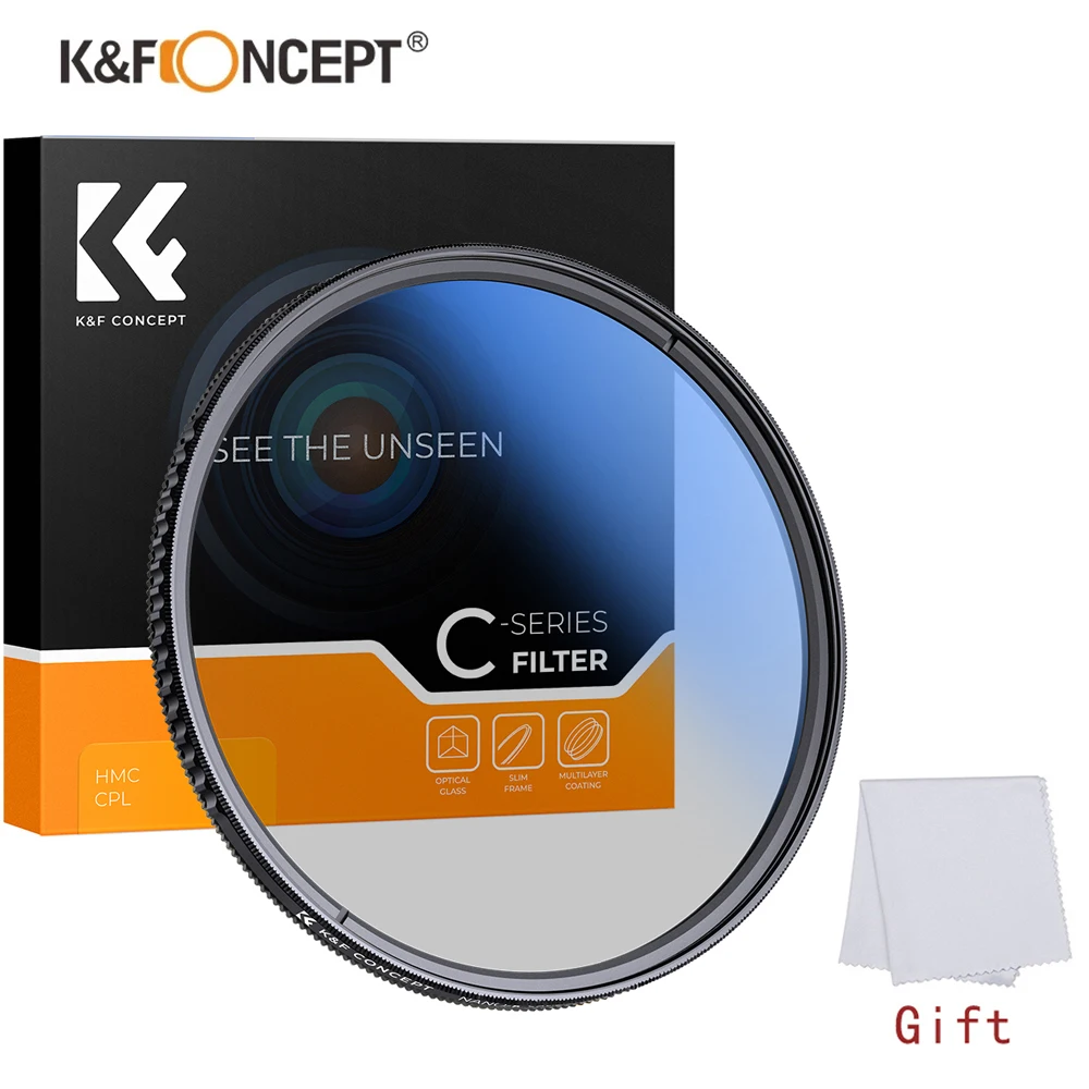 Круговой поляризационный фильтр K & F Concept Nano-C CPL 49 мм 52 мм 58 мм 67 мм 77 мм 82 мм ультратонкий с водонепроницаемыми и пыленепроницаемыми покрытиями