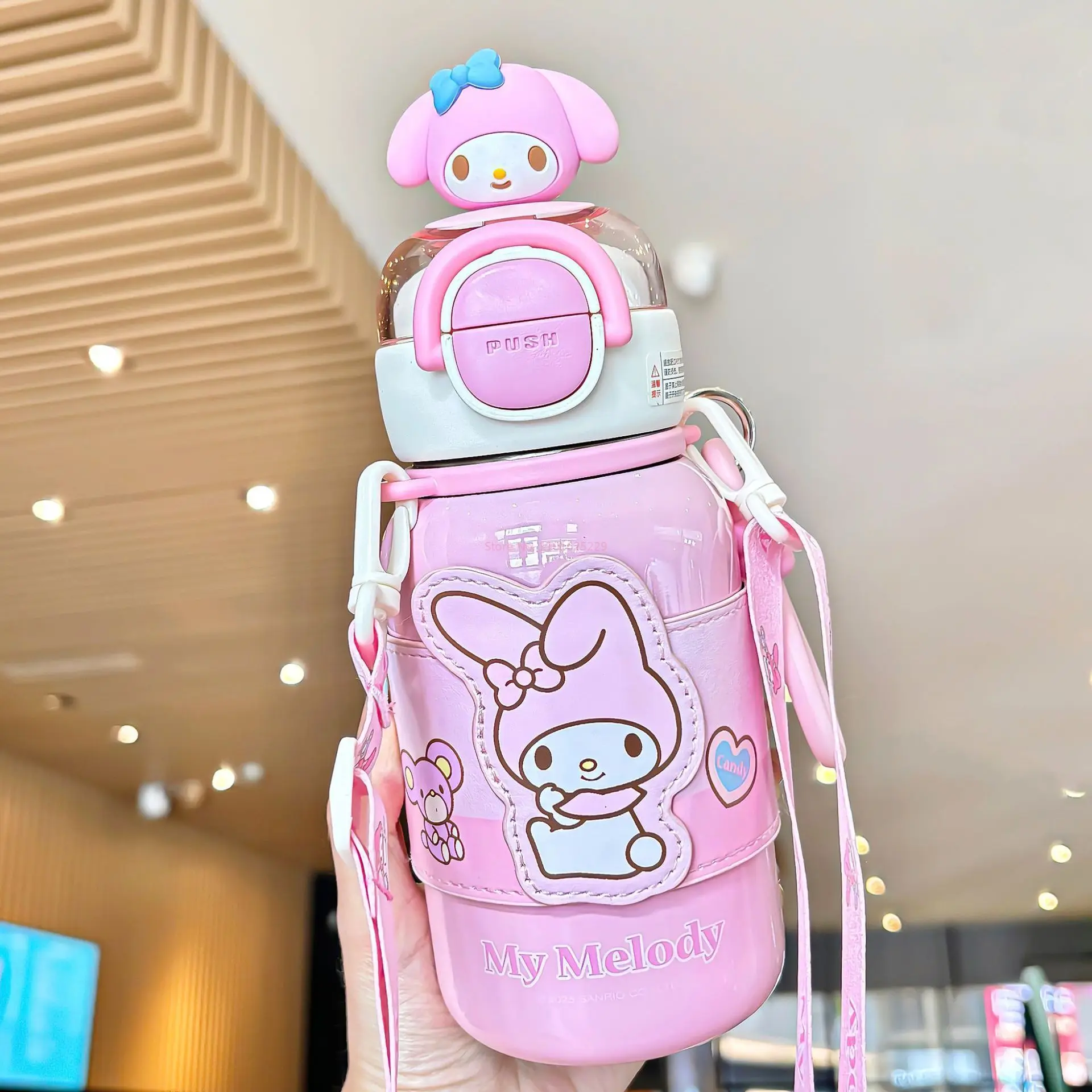 Фото Новая изолированная чашка Sanrio из нержавеющей стали Melody Kuromi Cinnamoroll Pochacco, портативная уличная соломенная чашка с героями мультфильмов, периферийные устройства в стиле аниме №5