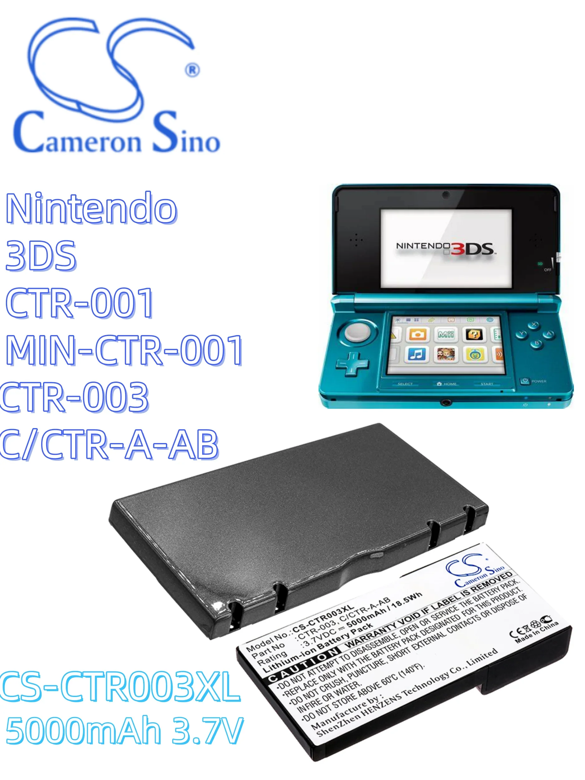 аккумулятор Cameron sino batters Аккумулятор для игровой консоли 5000 мАч CS-CTR003XL 3DS CTR-001 MIN-CTR-001 CTR-003 C/CTR-A-AB