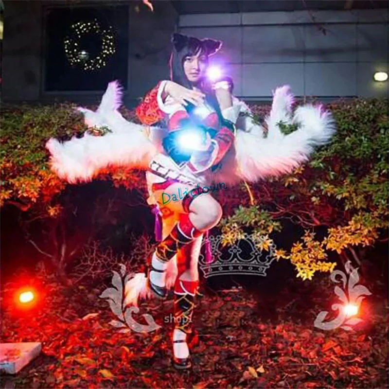 CyAnime LOL Spirit Blossom Ahri косплей хвосты женские сексуальные синие лисы Ahri девятихвостый реквизит для Хэллоуина аксессуары косплей костюм