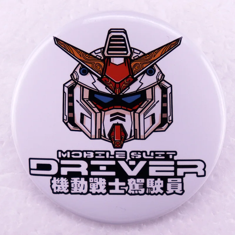 Аниме жестяной значок для мобильного костюма GUNDAM Pinback Button Pin 58 мм