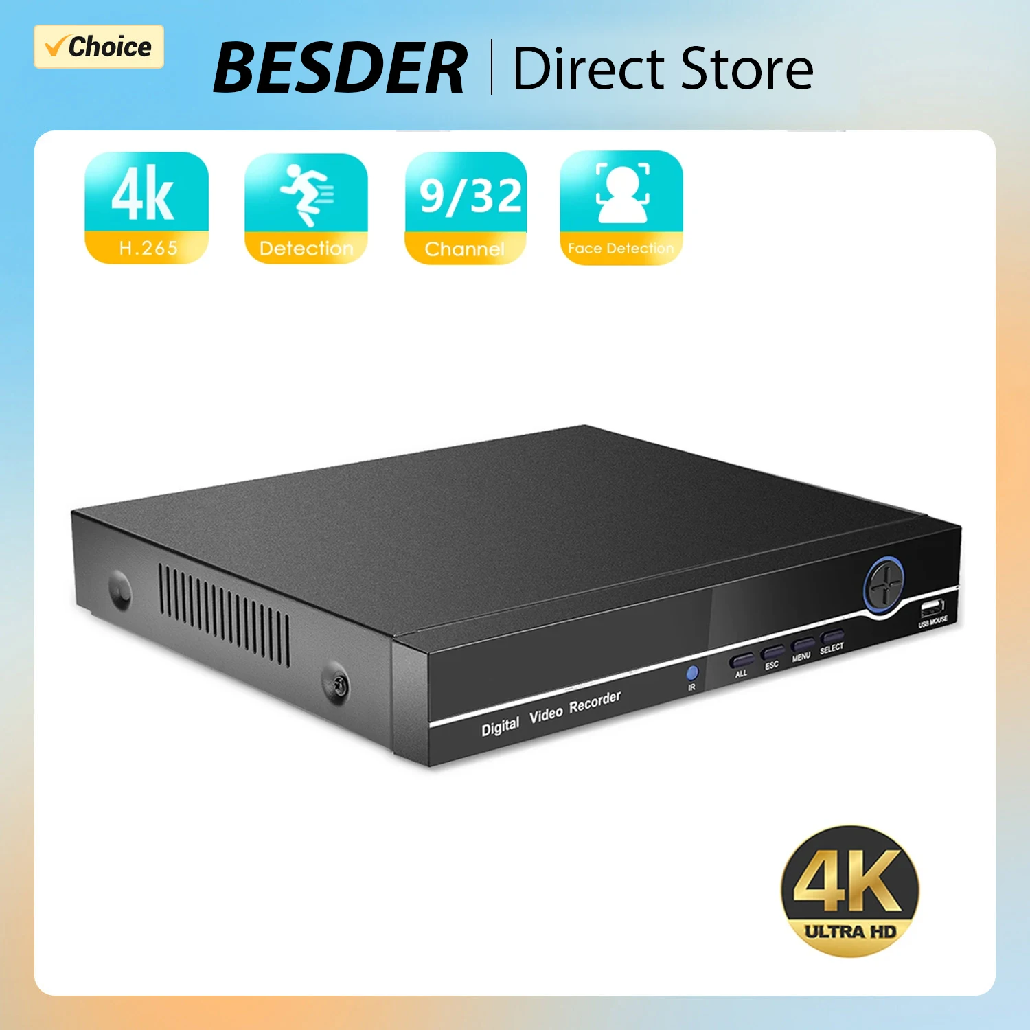 Видеорегистратор BESDER AI 4K CCTV NVR H.265 16CH 4K/9CH 32CH Наблюдение С Обнаружением Движения P2P Распознавание Лиц