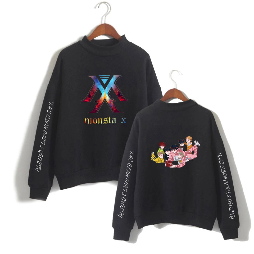 Фото Classic Kpop MONSTA X NEW Album 'FOLLOW':FIND YOU Team 2D Print Fans Women/Men High Collar Sweatshirt Casual Turtlenecks Clothes №2