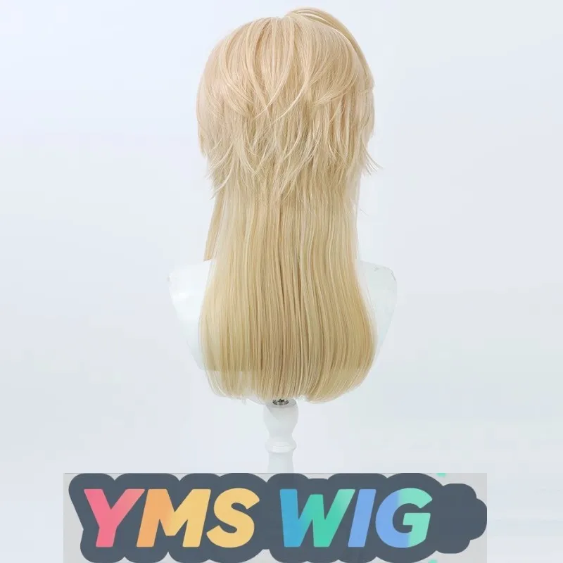 Фото 【YMS WIG】Травитель во времени и космосе Лу Чэнь, парик для косплея, желто-оранжевый, реалистичный, для кожи головы, длинный волчий хвост №4