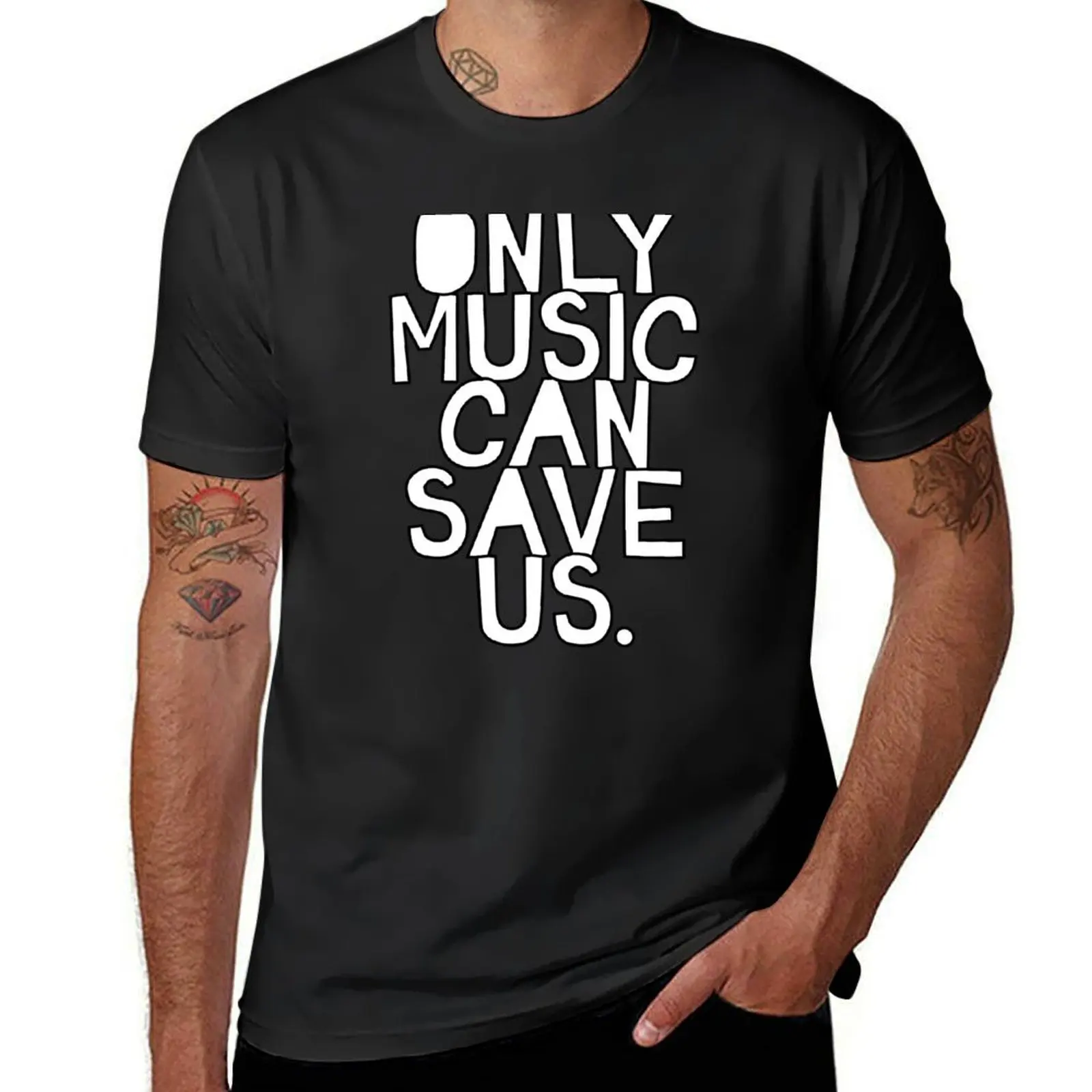Футболка мужская с надписью «Only Music Can Save Us»