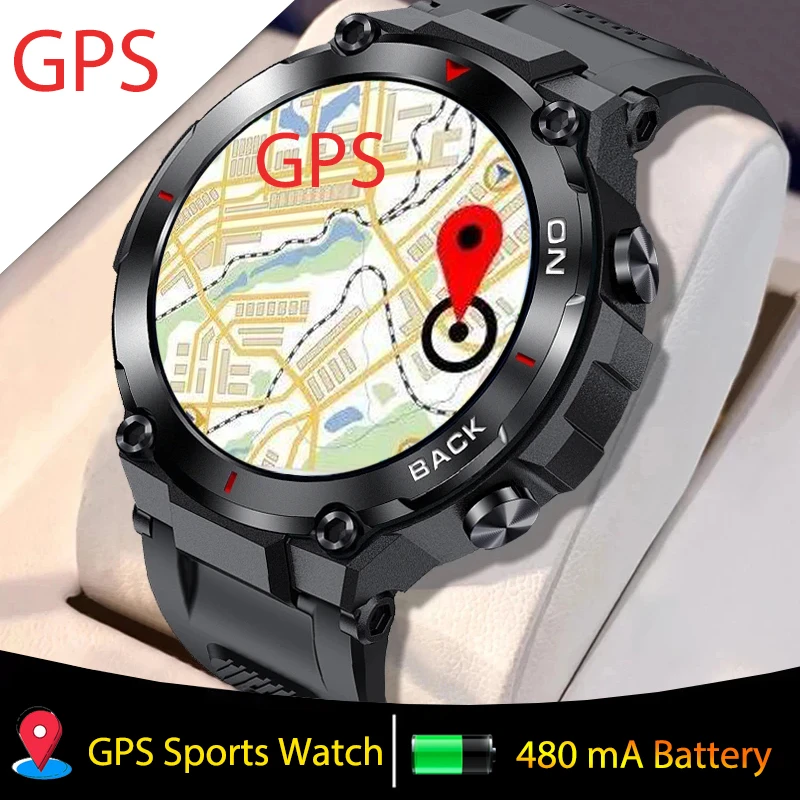 Новинка 2024, мужские умные часы с GPS, водонепроницаемые спортивные Смарт-часы для активного отдыха, браслет с режимами фитнеса и функцией измерения кровяного давления, аккумулятор 480 мАч