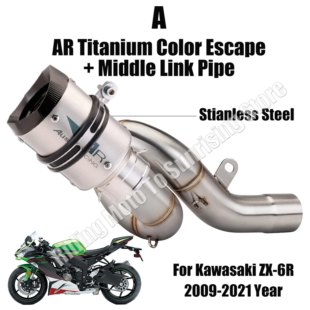 Фото Глушитель выхлопной трубы из углеродного волокна для мотоцикла Kawasaki ZX6R 2009-2021, модифицированные аксессуары для выхлопных газов №5