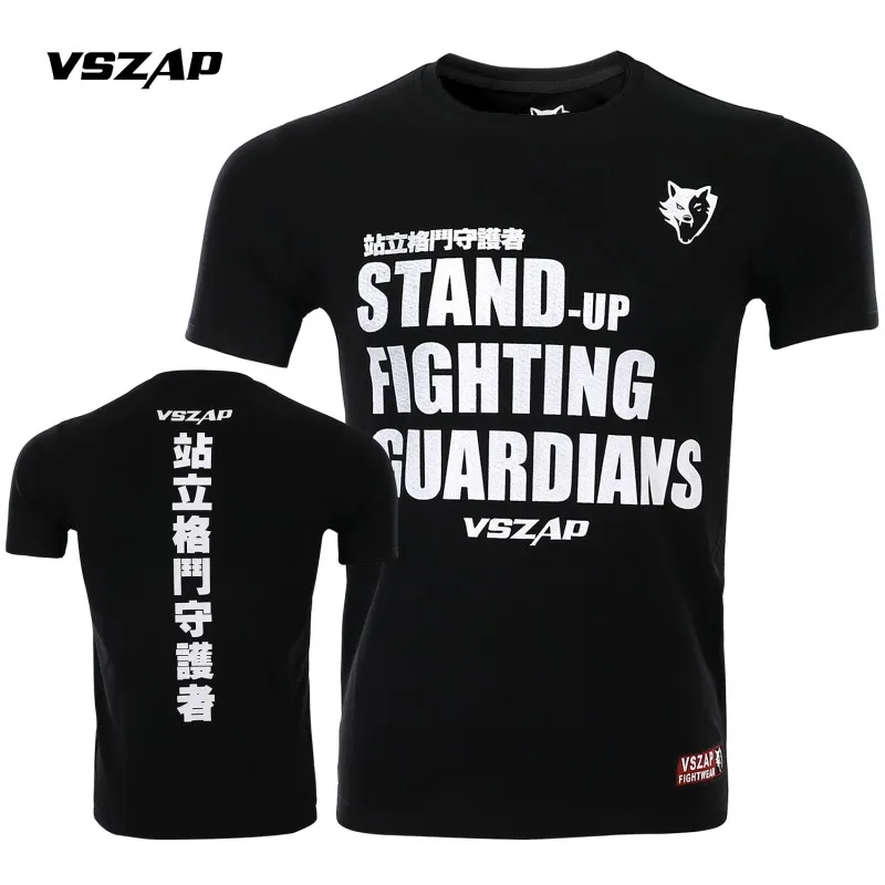 Фото VSZAP Новая футболка Rash Guard с коротким рукавом для борьбы с ММА, мужская и женская рубашка для тайского бокса, трикотаж для кикбоксинга, санда, ткань для бокса №2
