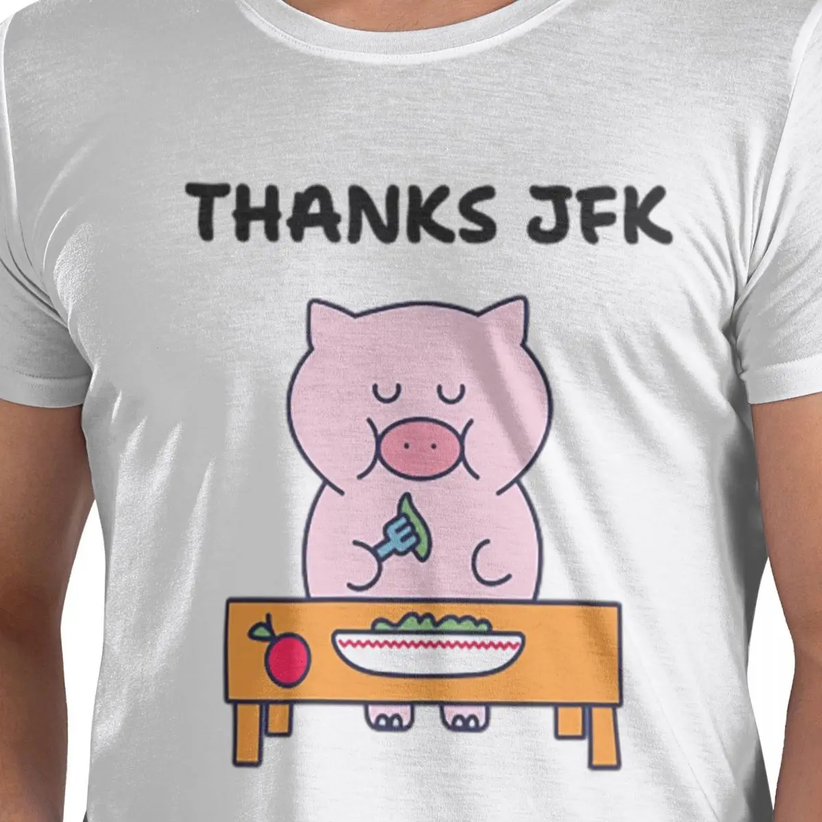 Фото Спасибо JFK Now It's Kale Forever Sad Pig Мужская футболка Забавные футболки больших размеров Мужские хлопковые футболки с круглым вырезом Короткие летние мужские футболки №3