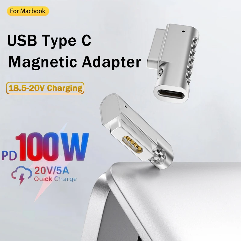 Магнитный адаптер USB Type C, 20 в, 5 А, PD100W, штепсельная Вилка для быстрой зарядки типа C на Magsafe 2/1, адаптер для Macbook Air/Pro