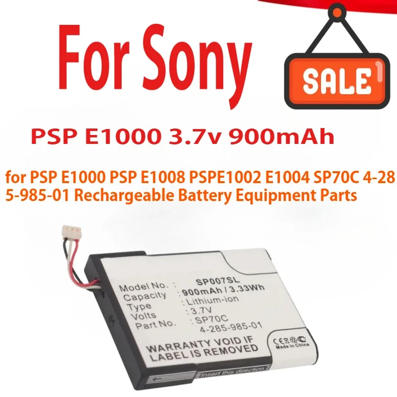 Аккумулятор для игровой консоли 900 мАч для Sony PSP E1000 PSP E1008 PSPE1002 E1004 SP70C 4-285-985-01, перезаряжаемая батарея, детали оборудования