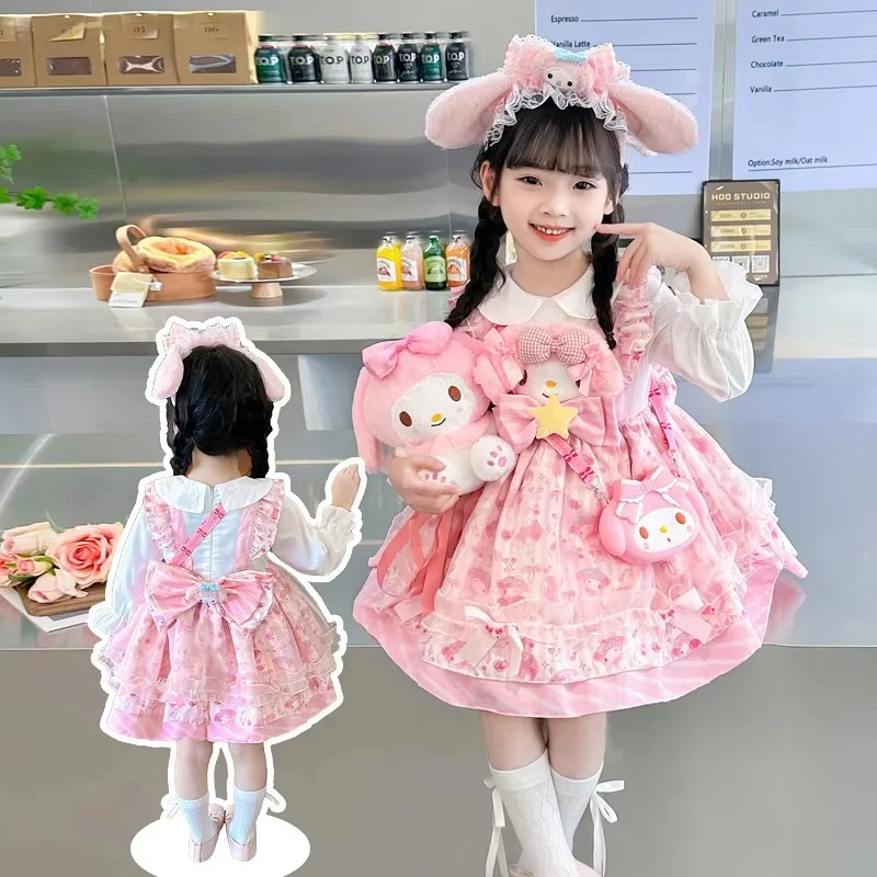Фото Новинка 2024, популярное периферийное платье Sanrio с персонажем Melody Cinnamoroll, платье принцессы для девочек, костюм на Хэллоуин, кавайный подарок для девочек №2