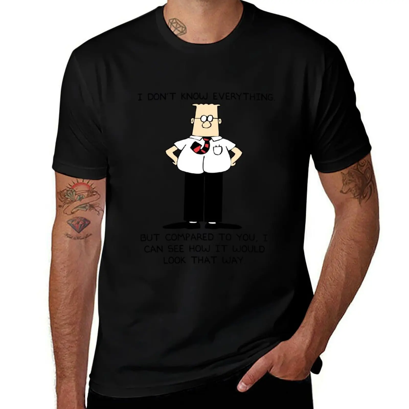 Футболка Dilbert «Я не знаешь все», мужская футболка с рисунком, мужские футболки для мужчин